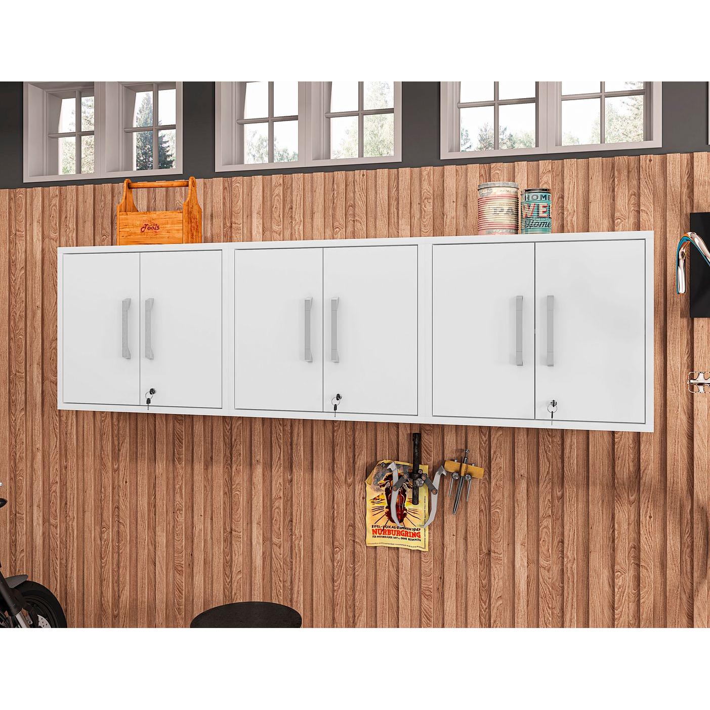 Manhattan Comfort Eiffel 3-Piece Floating Storage Cabinet In Gloss White