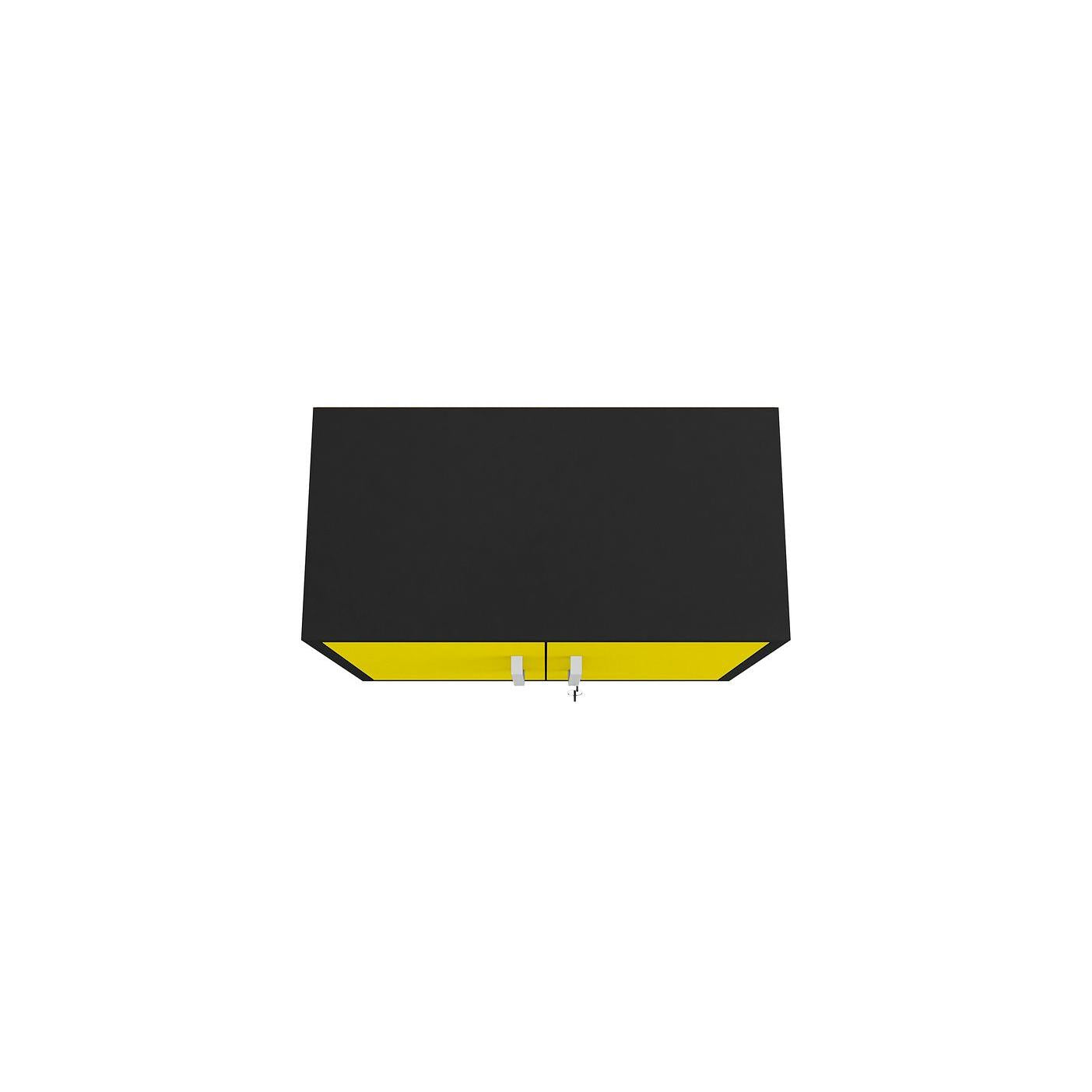 Manhattan Comfort Eiffel 3-Piece Floating Storage Cabinet In Matte Black & Yellow