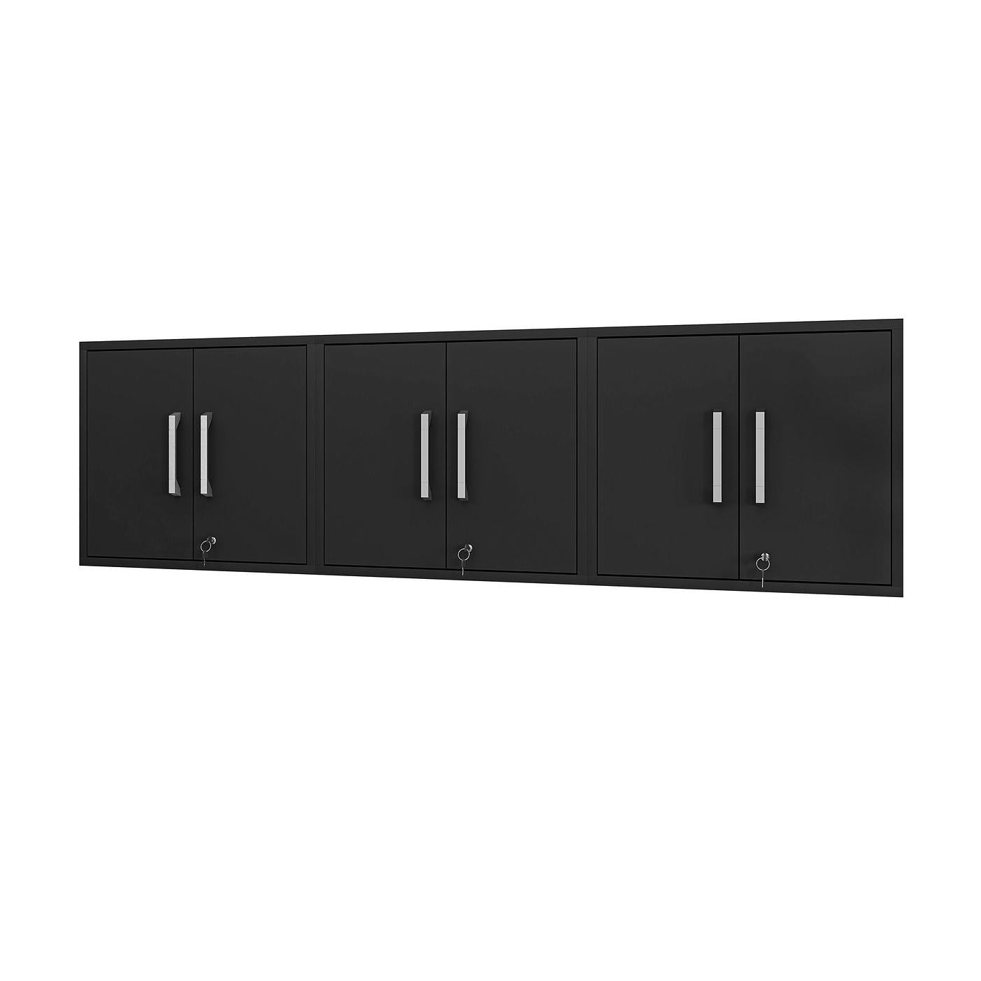Manhattan Comfort Eiffel 3-Piece Floating Storage Cabinet In Matte Black