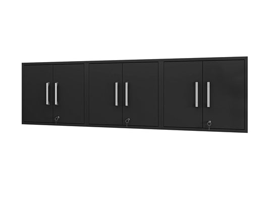 Manhattan Comfort Eiffel 3-Piece Floating Storage Cabinet In Matte Black