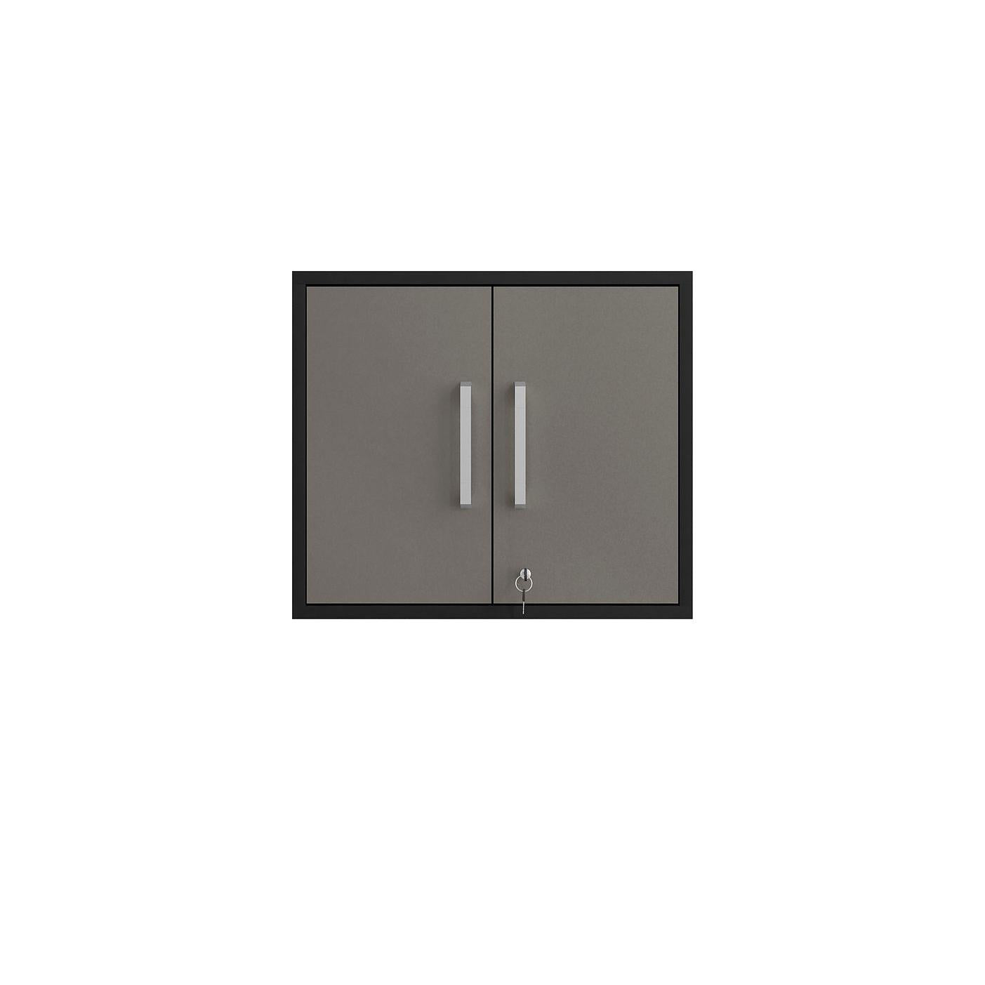 Manhattan Comfort Eiffel 3-Piece Garage Storage Set In Matte Black & Gray