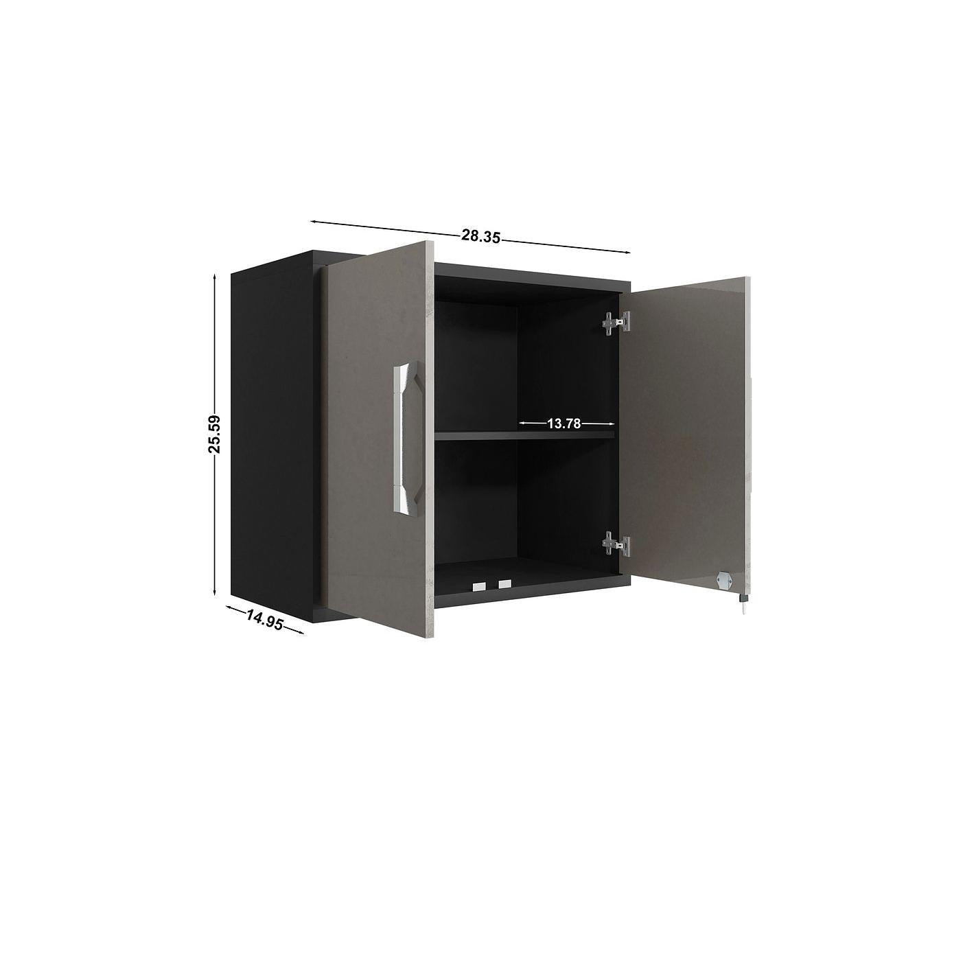 Manhattan Comfort Eiffel 3-Piece Garage Storage Set In Matte Black & Gray