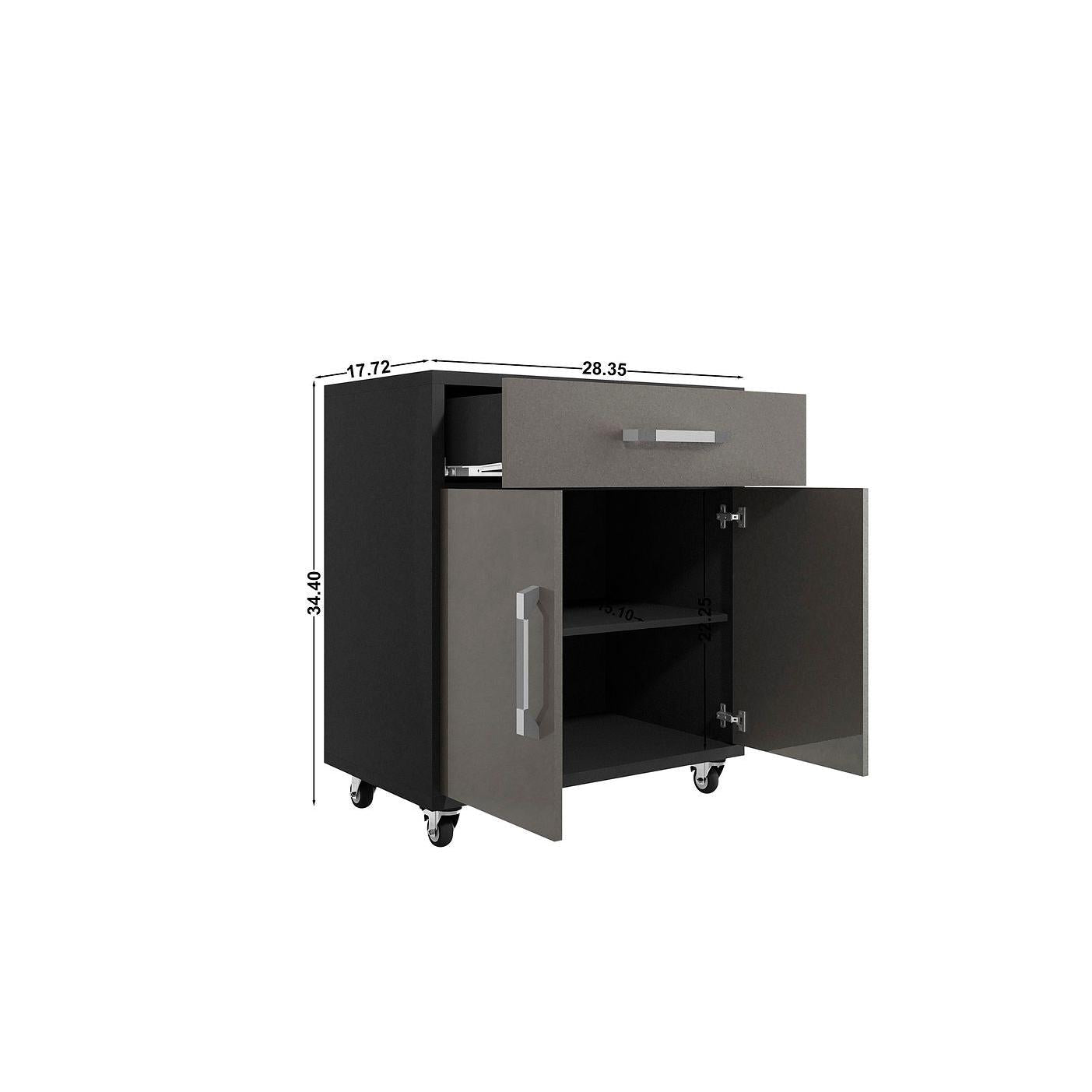 Manhattan Comfort Eiffel 3-Piece Garage Storage Set In Matte Black & Gray