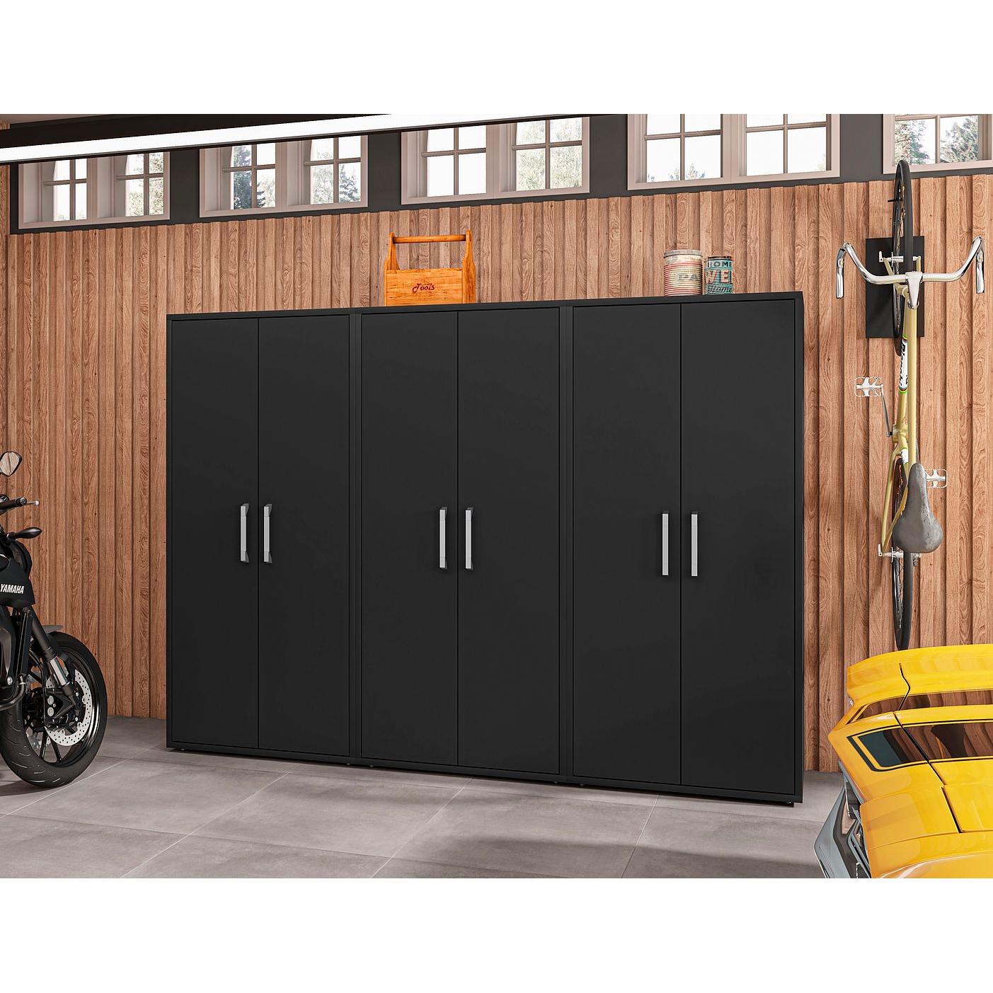 Manhattan Comfort Eiffel 3-Piece Storage Cabinet In Matte Black