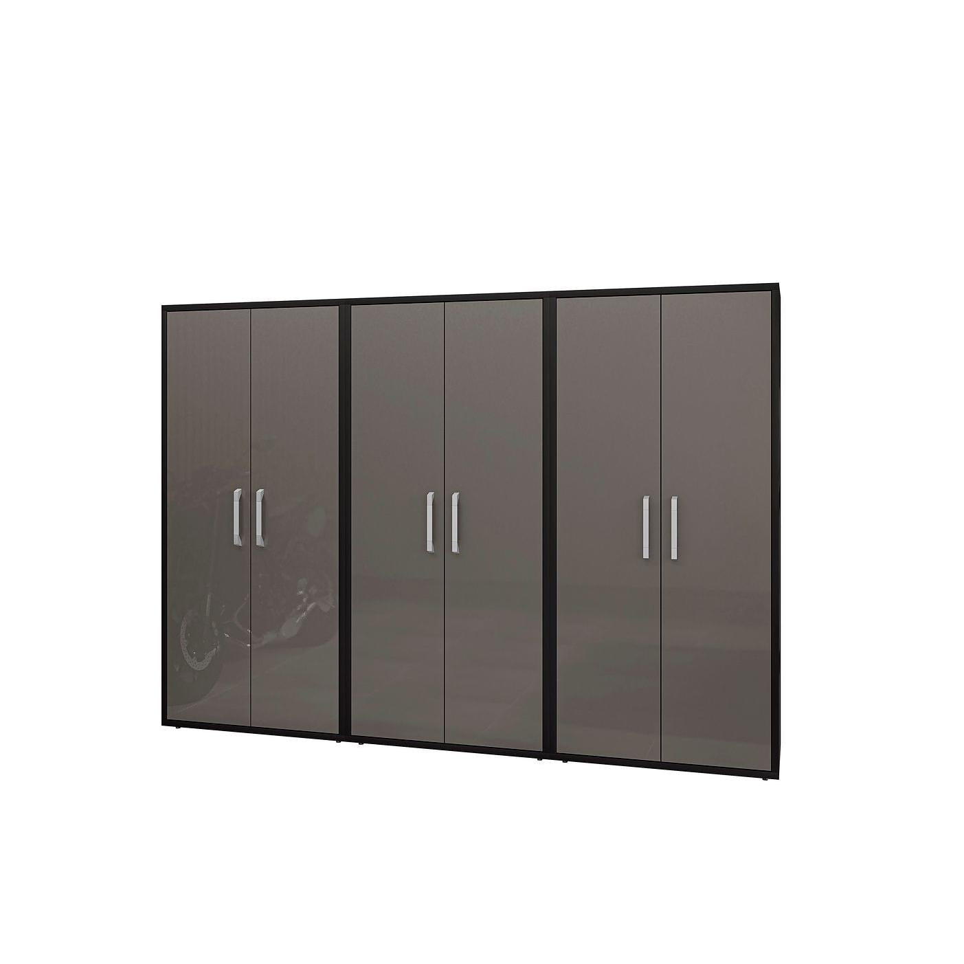 Manhattan Comfort Eiffel 3-Piece Storage Cabinet In Matte Black & Gray