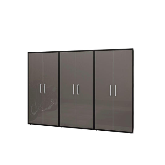 Manhattan Comfort Eiffel 3-Piece Storage Cabinet In Matte Black & Gray