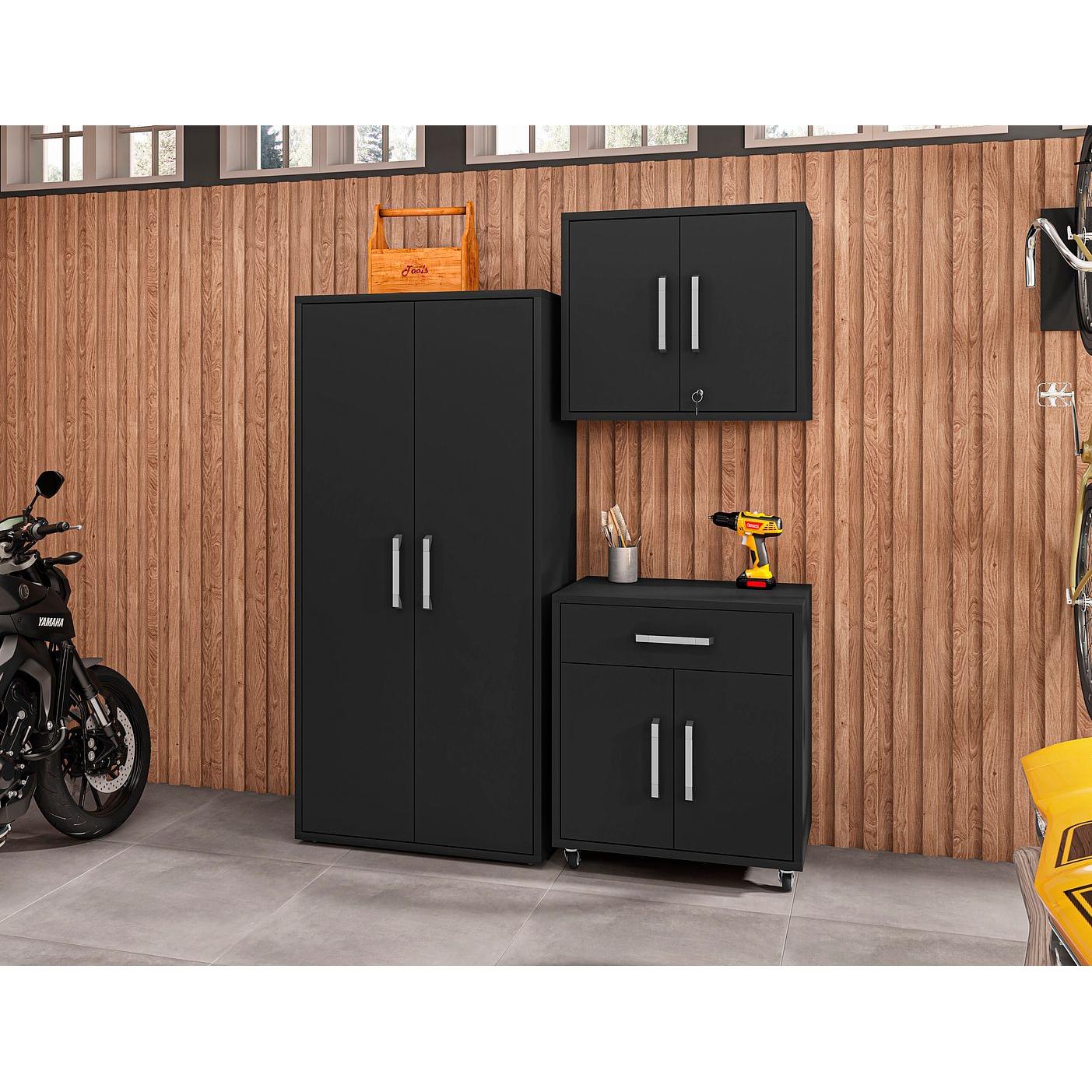 Manhattan Comfort Eiffel 3-Piece Storage Set In Matte Black