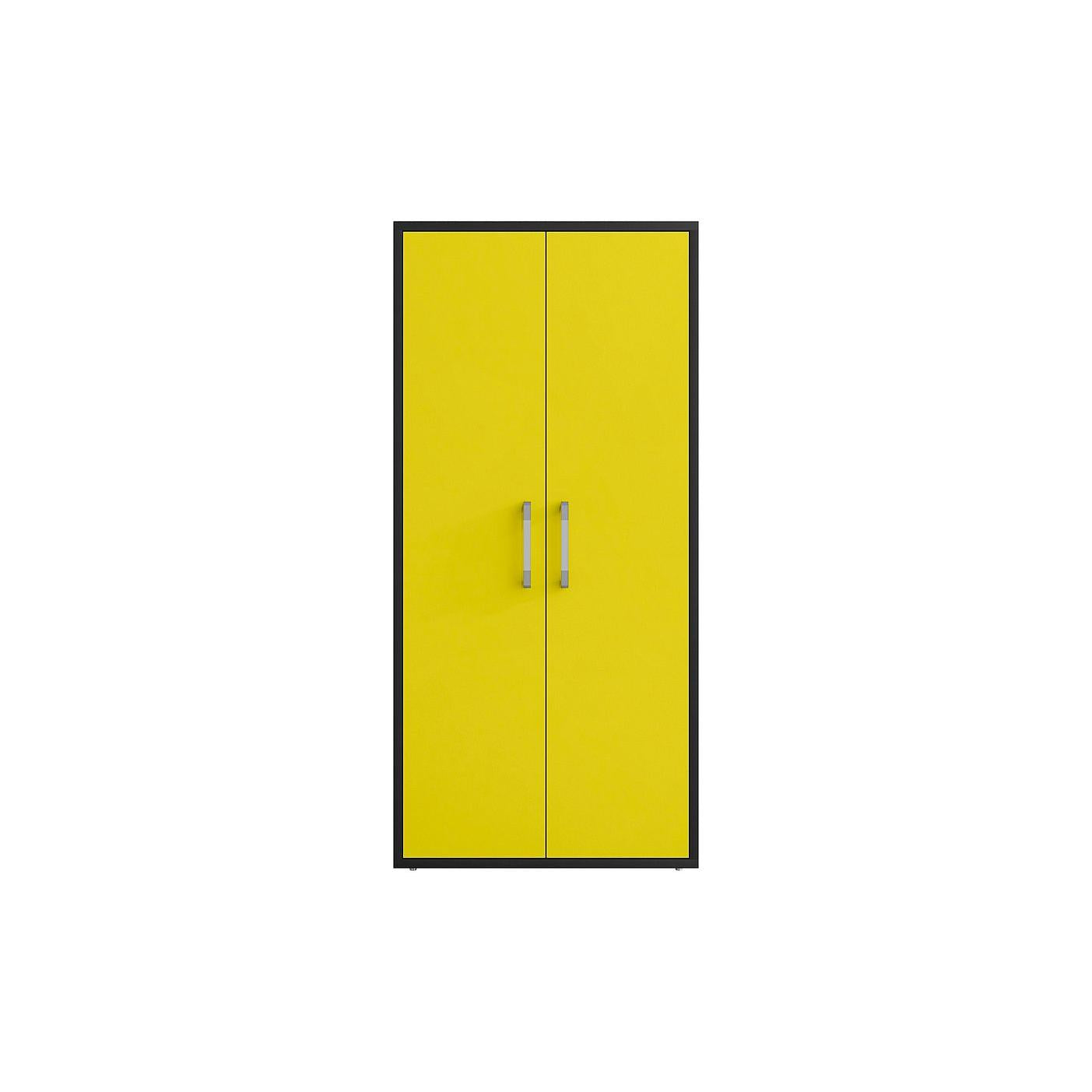 Manhattan Comfort Eiffel 3-Piece Storage Set In Matte Black & Yellow