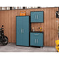 Manhattan Comfort Eiffel 3-Piece Storage Set In Matte Black and Aqua Blue