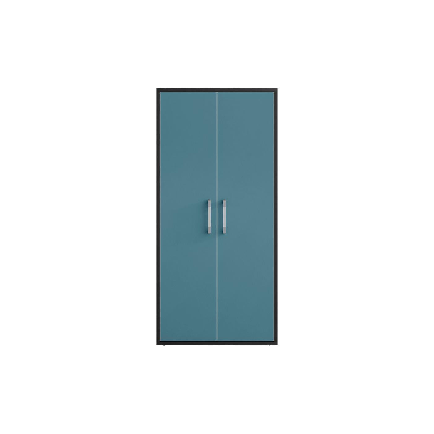 Manhattan Comfort Eiffel 3-Piece Storage Set In Matte Black and Aqua Blue