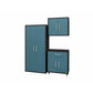Manhattan Comfort Eiffel 3-Piece Storage Set In Matte Black and Aqua Blue