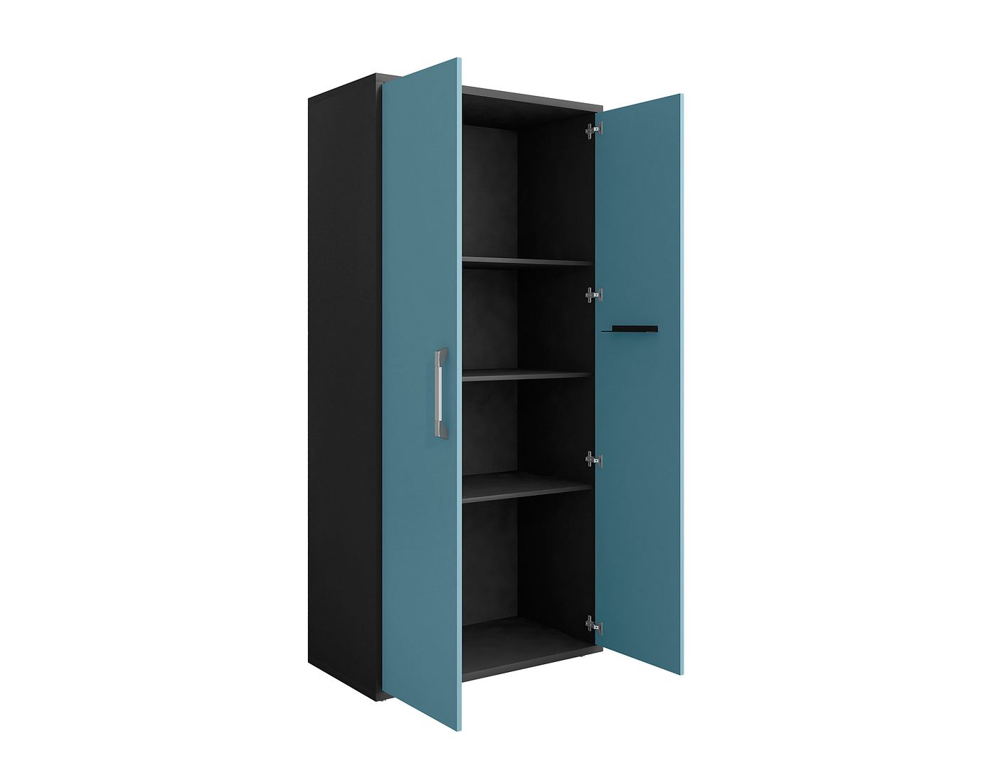 Manhattan Comfort Eiffel 35" Storage Cabinet With 4 Adjustable Shelves In Gloss Blue