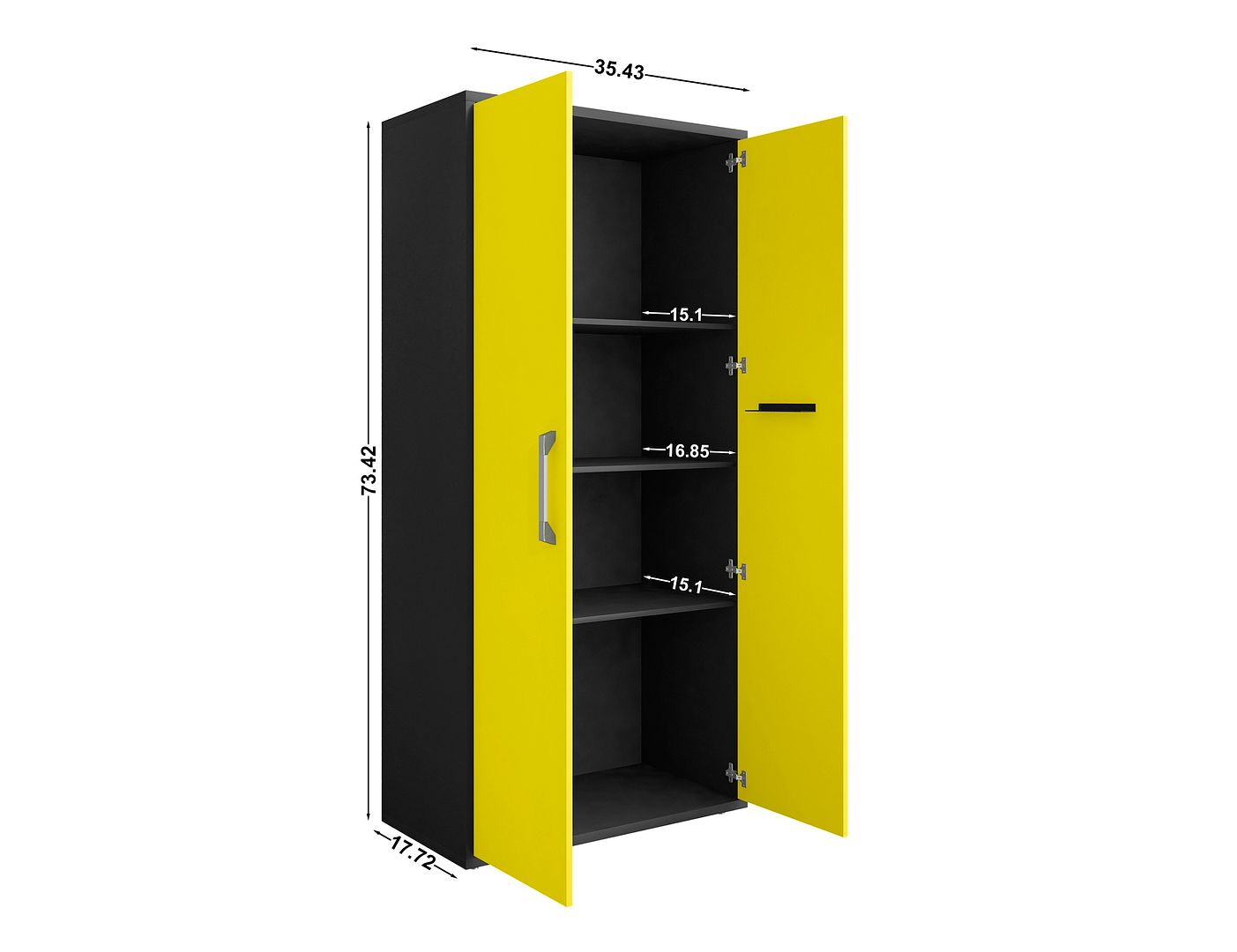 Manhattan Comfort Eiffel 35" Storage Cabinet With 4 Adjustable Shelves In Gloss Yellow