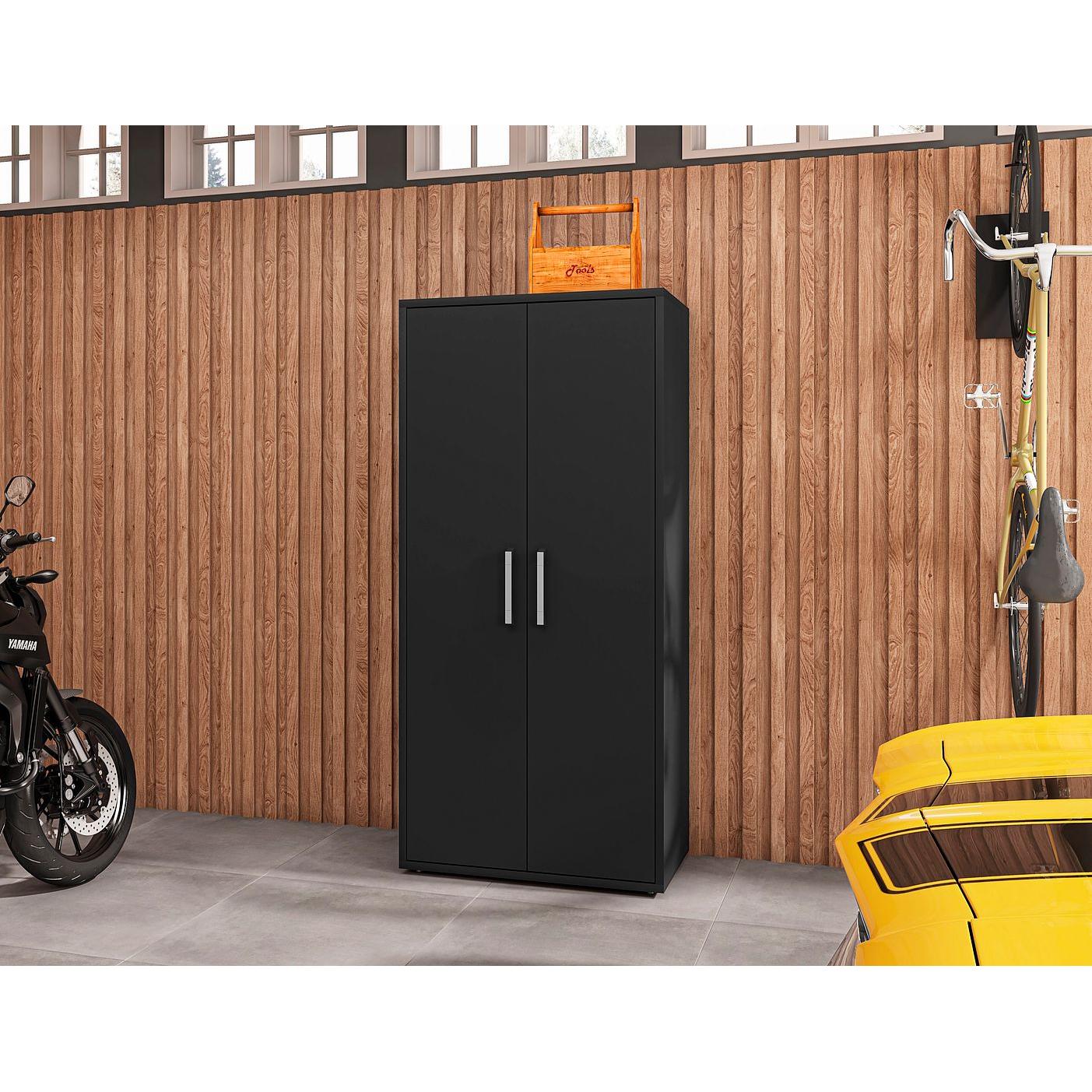 Manhattan Comfort Eiffel 35" Storage Cabinet With 4 Adjustable Shelves In Matte Black