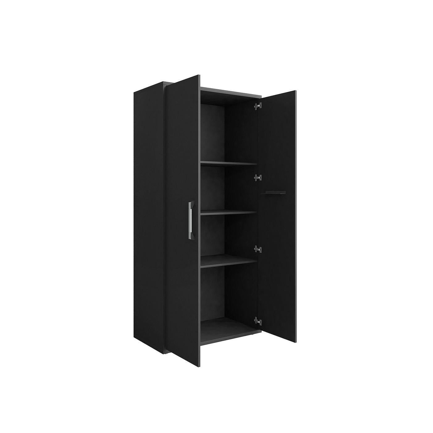 Manhattan Comfort Eiffel 35" Storage Cabinet With 4 Adjustable Shelves In Matte Black