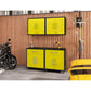 Manhattan Comfort Eiffel 4-Piece Garage Storage Set In Matte Black & Yellow