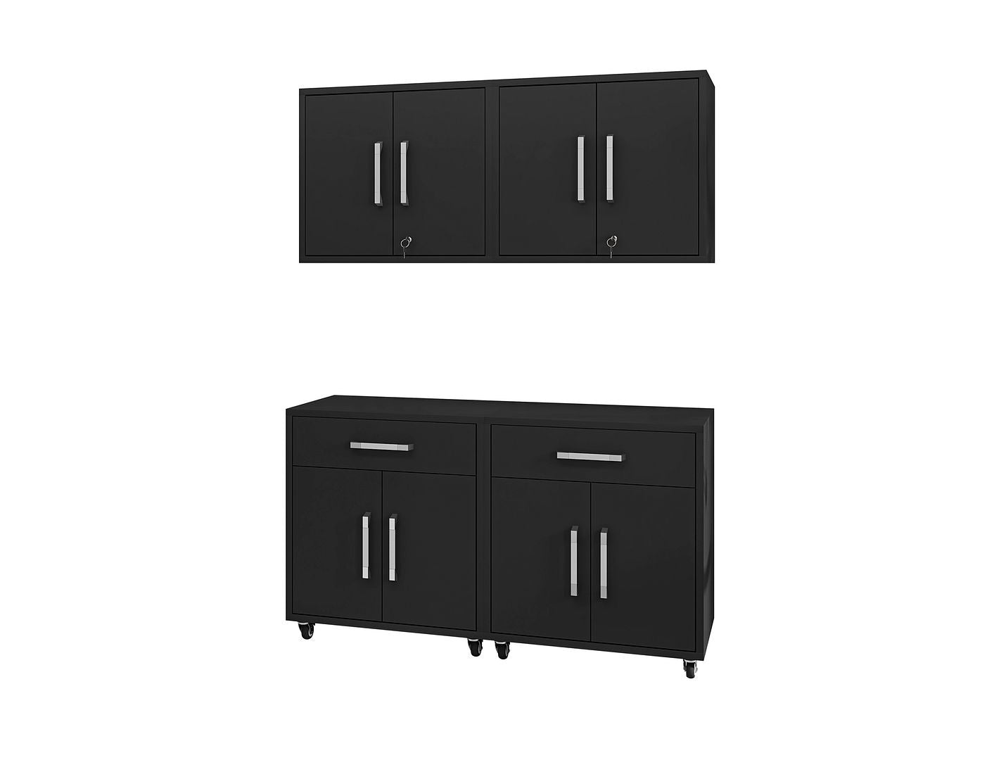 Manhattan Comfort Eiffel 4-Piece Storage Set In Matte Black