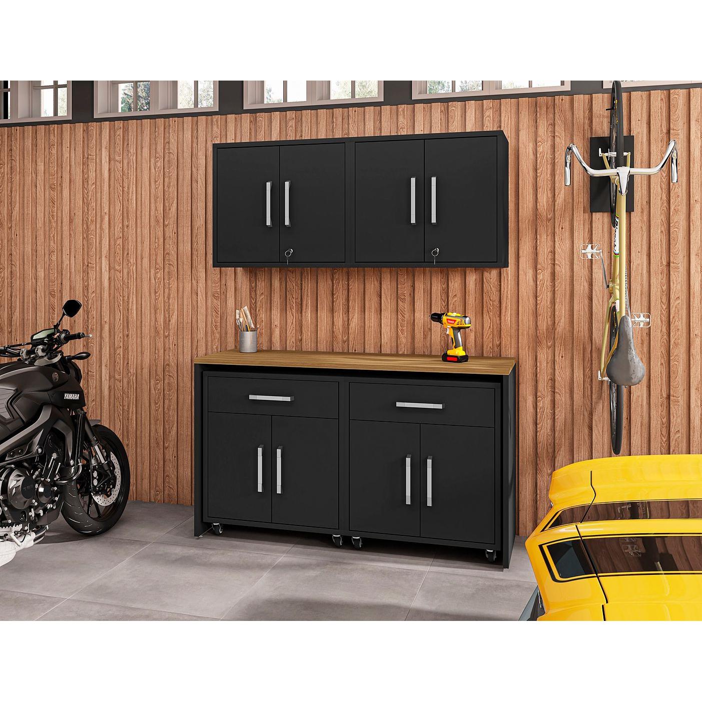 Manhattan Comfort Eiffel 5-Piece Storage Set In Matte Black