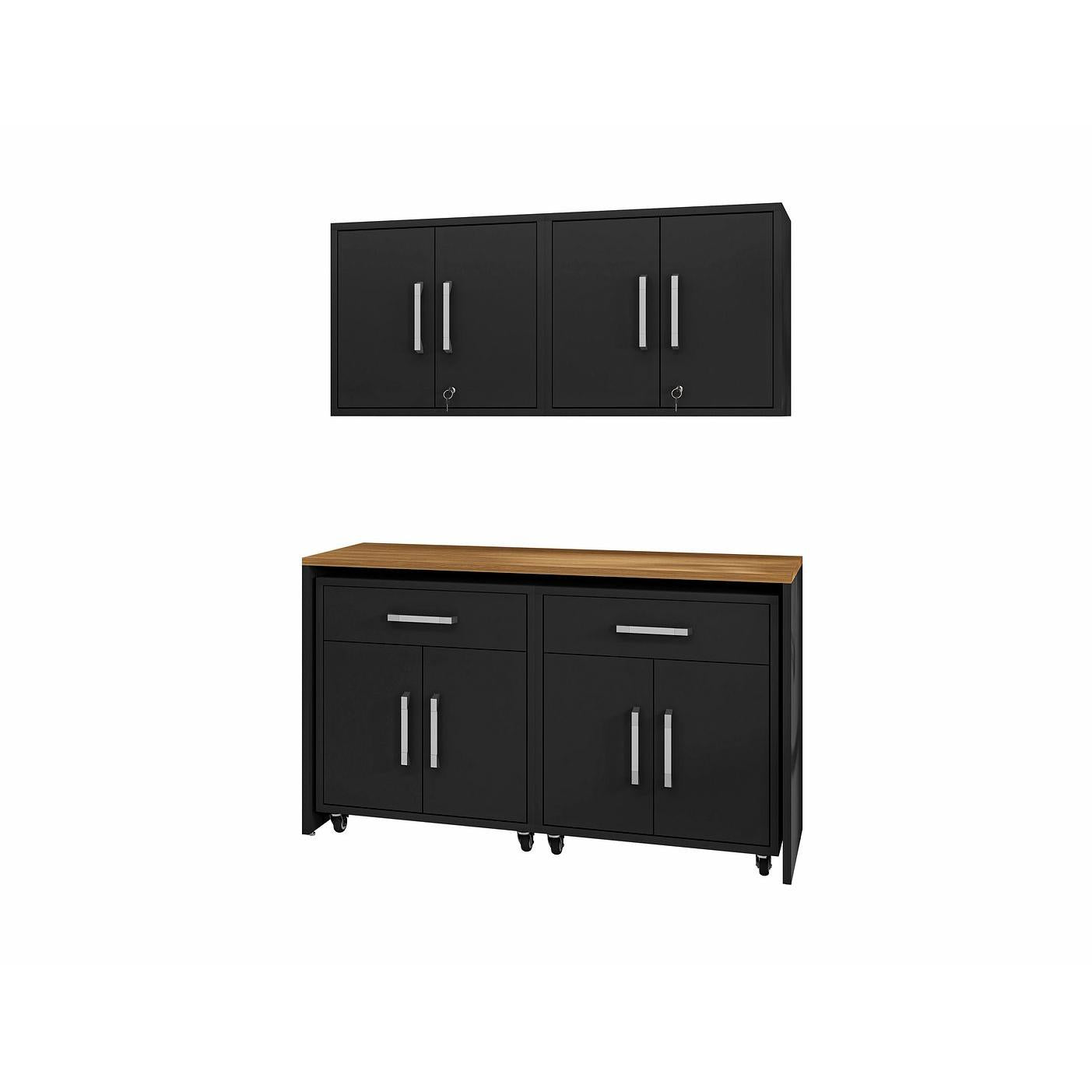Manhattan Comfort Eiffel 5-Piece Storage Set In Matte Black
