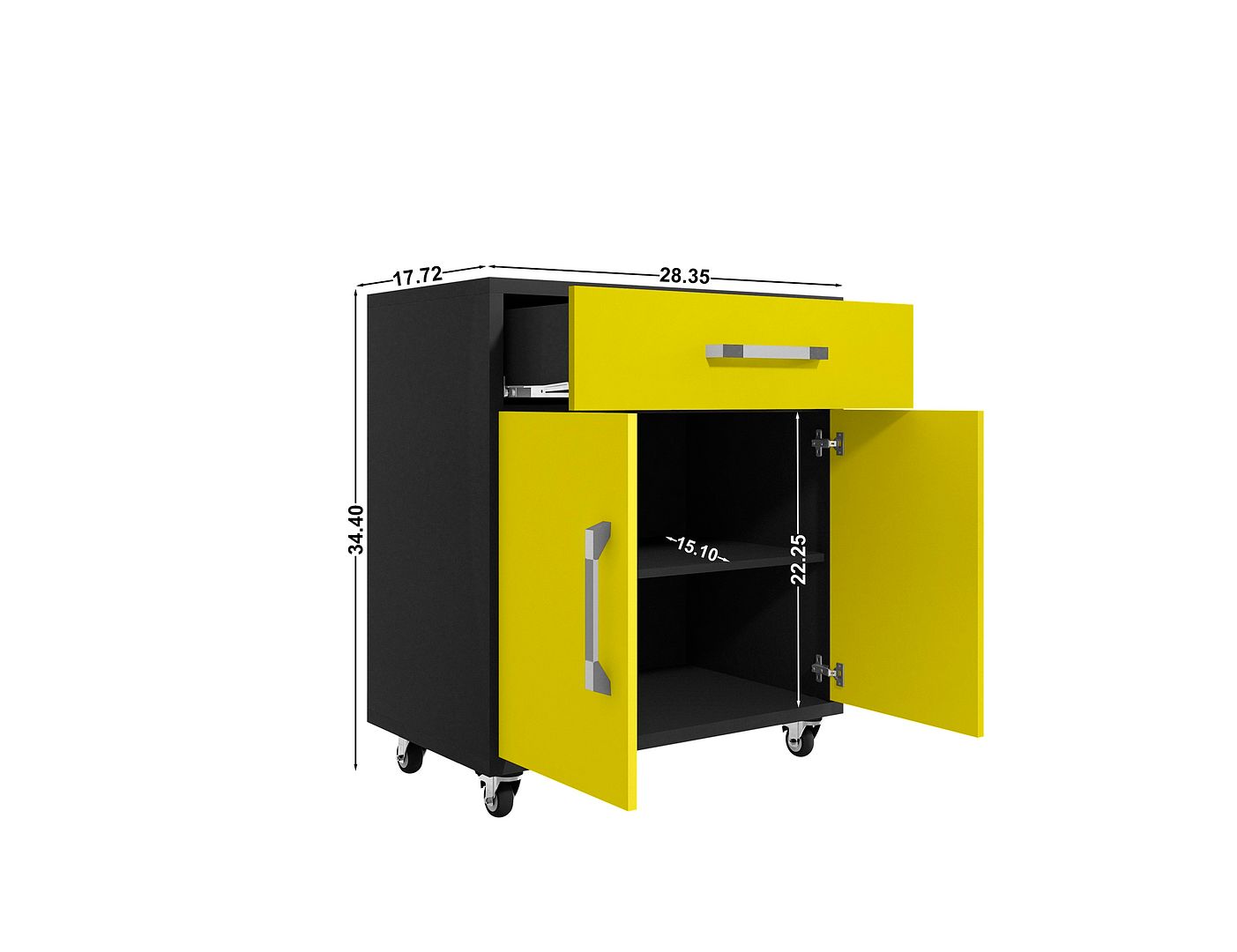 Manhattan Comfort Eiffel 6-Piece Garage Storage Set In Matte Black & Yellow