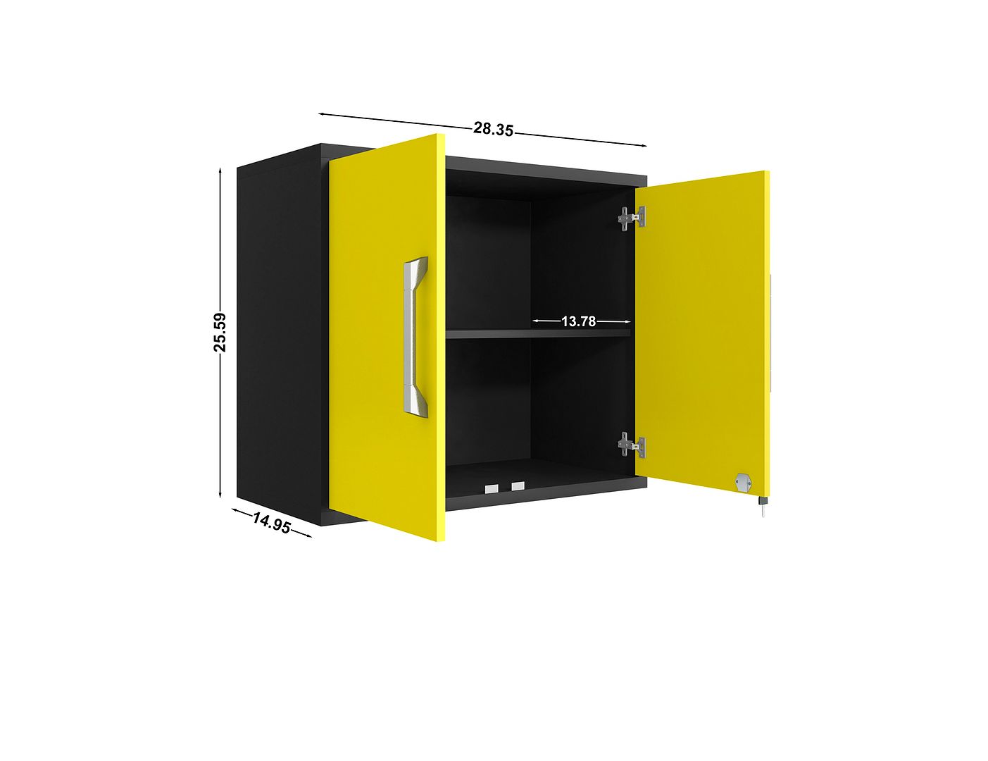 Manhattan Comfort Eiffel 6-Piece Garage Storage Set In Matte Black & Yellow