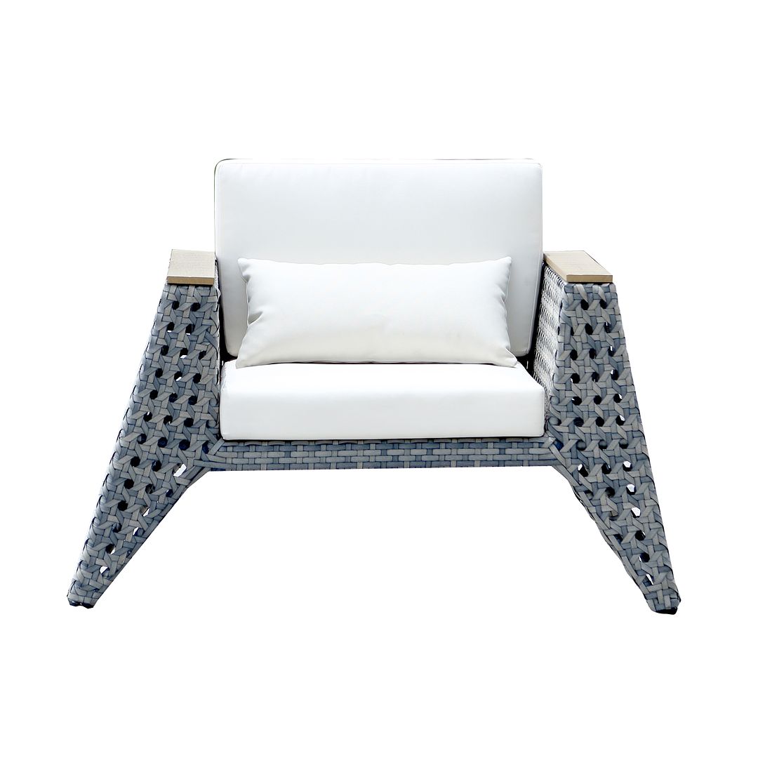 Manhattan Comfort Eiffel Outdoor Patio Conversation Set In Gray & Cream