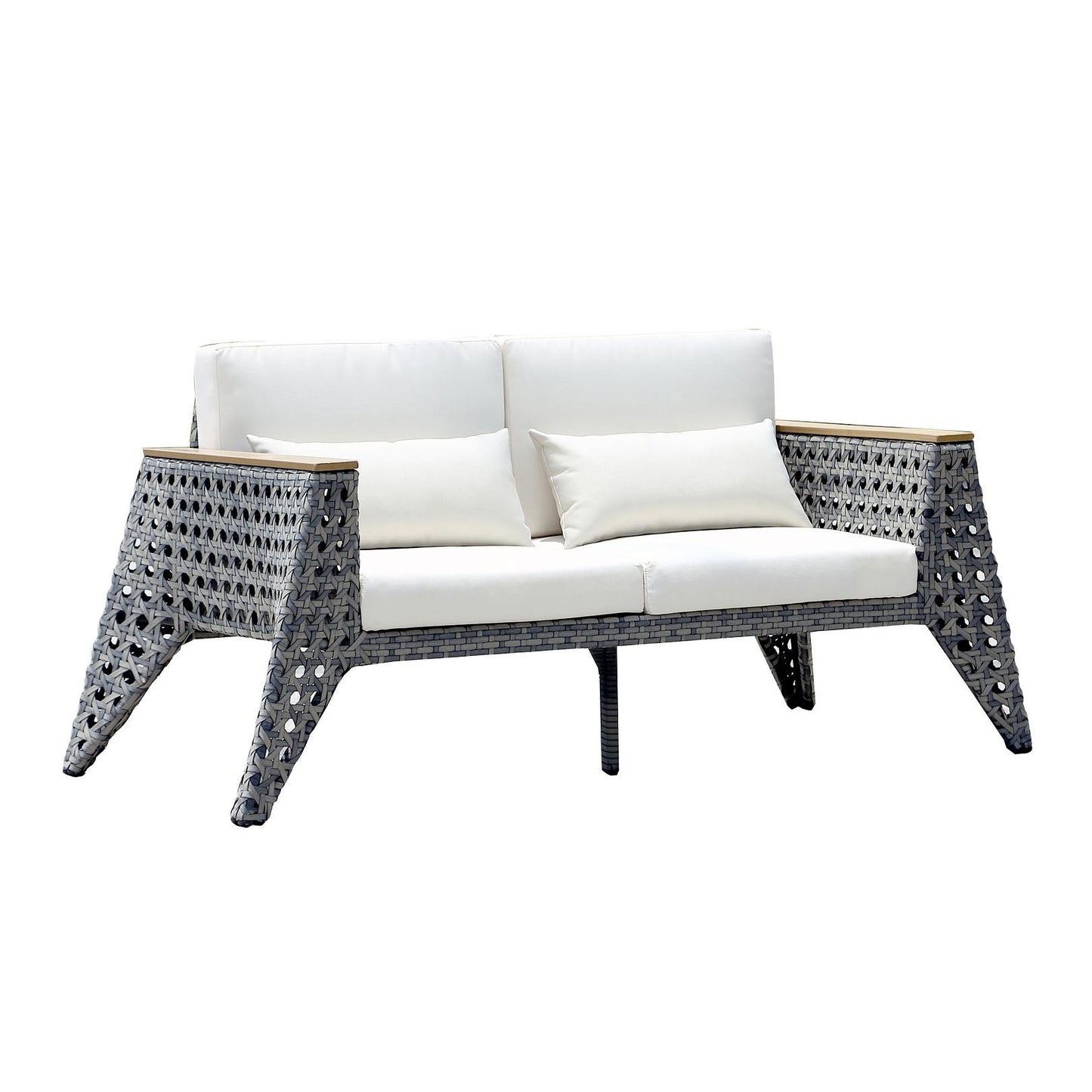 Manhattan Comfort Eiffel Outdoor Patio Conversation Set In Gray & Cream