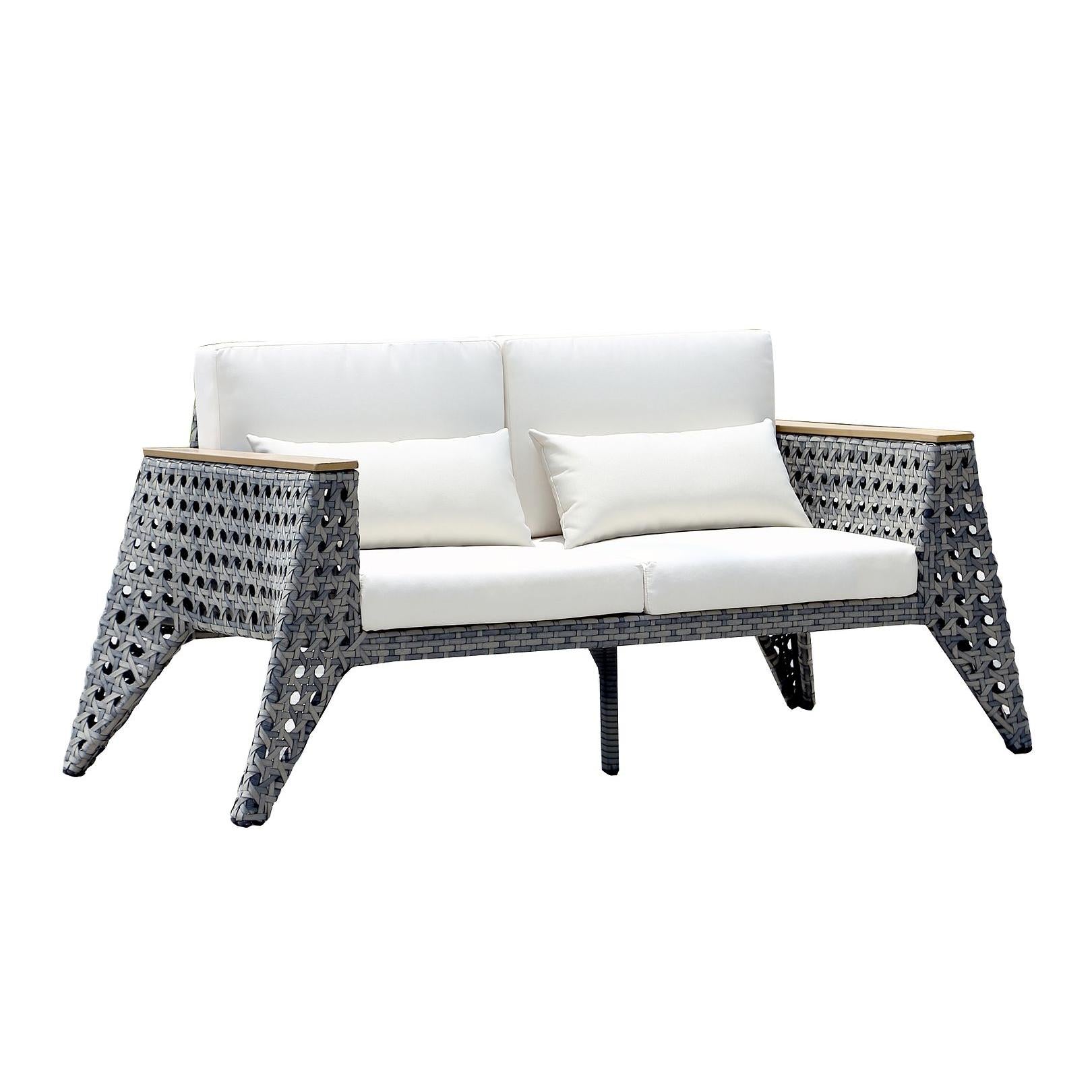 Manhattan Comfort Eiffel Outdoor Patio Conversation Set In Gray & Cream