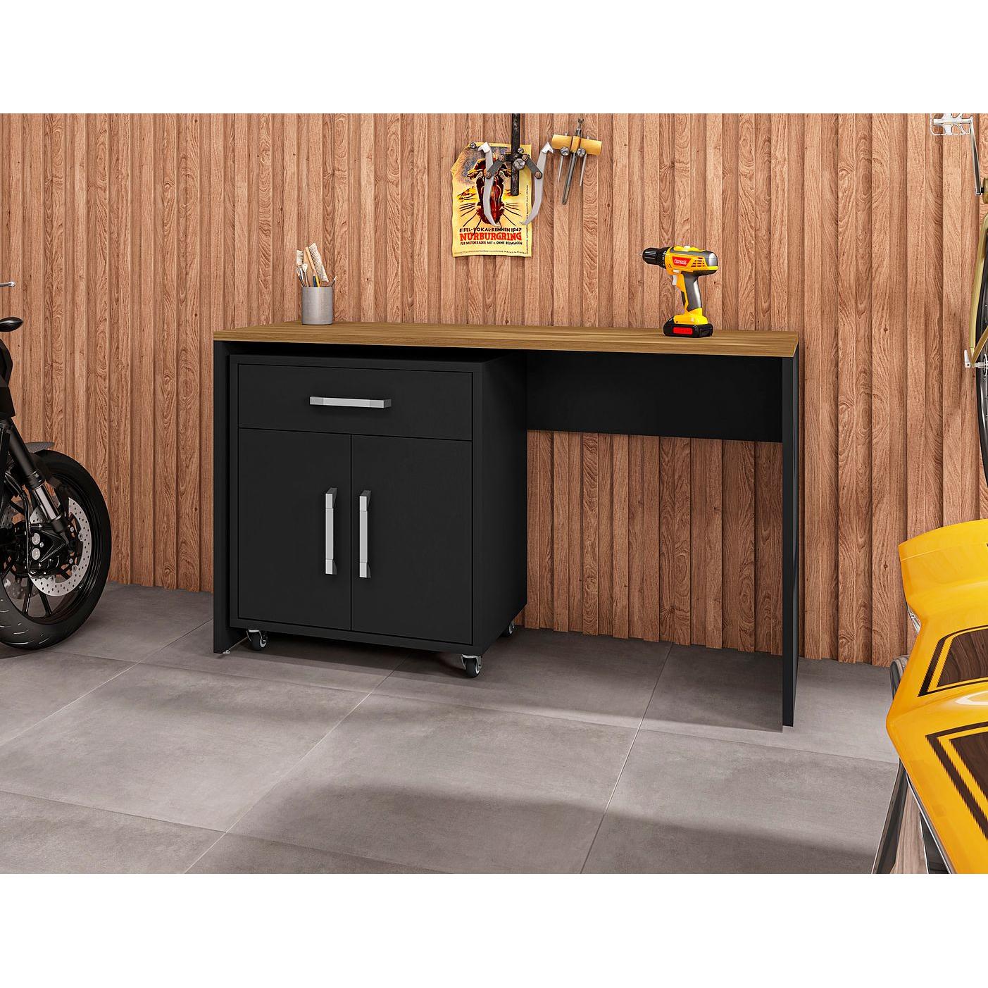 Manhattan Comfort Eiffel Work Station Set of 2 In Matte Black