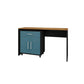 Manhattan Comfort Eiffel Work Station Set of 2 In Matte Black & Aqua Blue