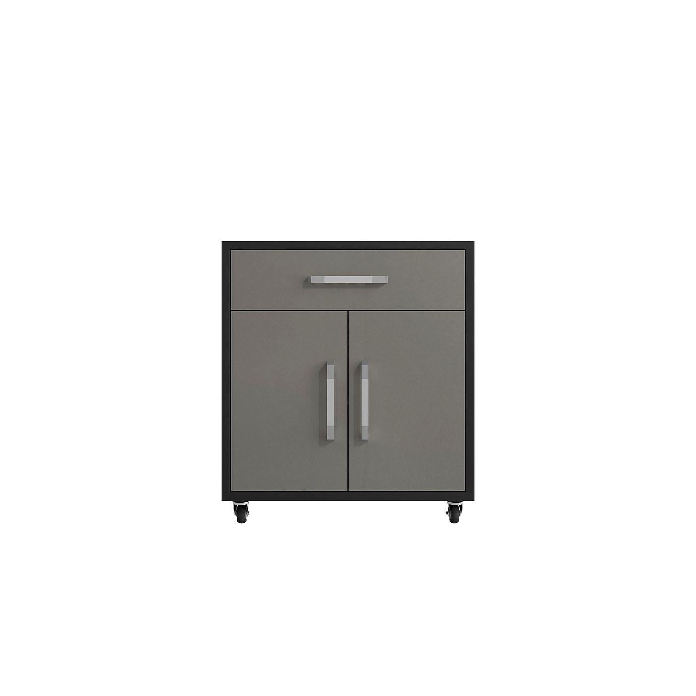 Manhattan Comfort Eiffel Work Station Set of 2 In Matte Black & Gray