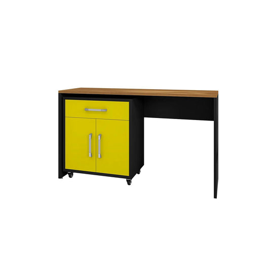 Manhattan Comfort Eiffel Work Station Set of 2 In Matte Black & Yellow