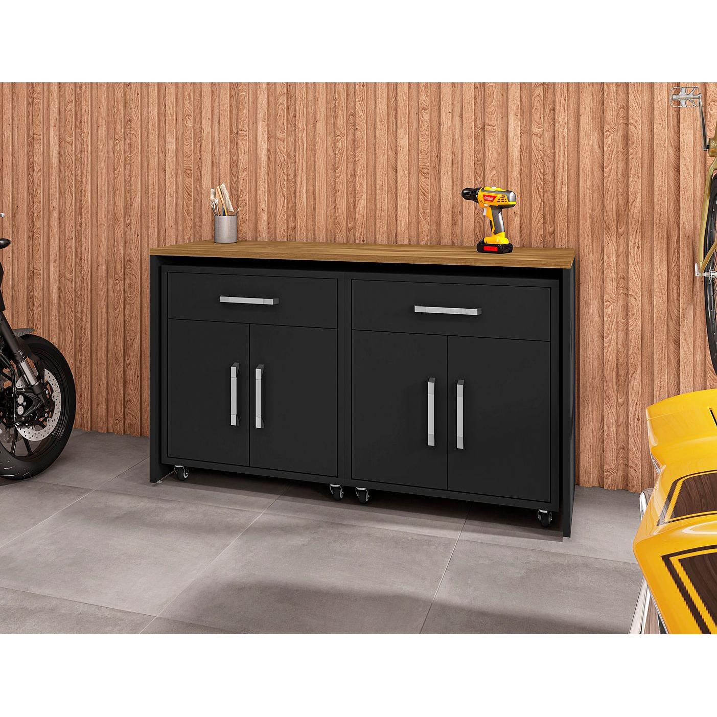 Manhattan Comfort Eiffel Work Station Set of 3 In Matte Black