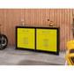 Manhattan Comfort Eiffel Work Station Set of 3 In Matte Black & Yellow