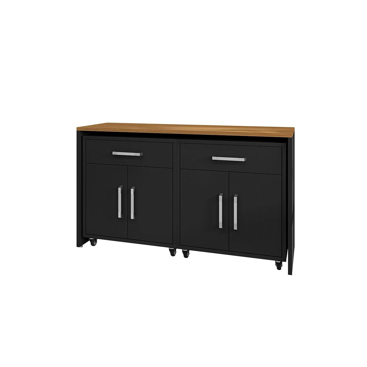 Manhattan Comfort Eiffel Work Station Set of 3 In Matte Black