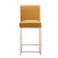Manhattan Comfort Element 37" Camel & Polished Chrome Stainless Steel Counter Height Bar Stool