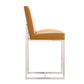 Manhattan Comfort Element 37" Camel & Polished Chrome Stainless Steel Counter Height Bar Stool