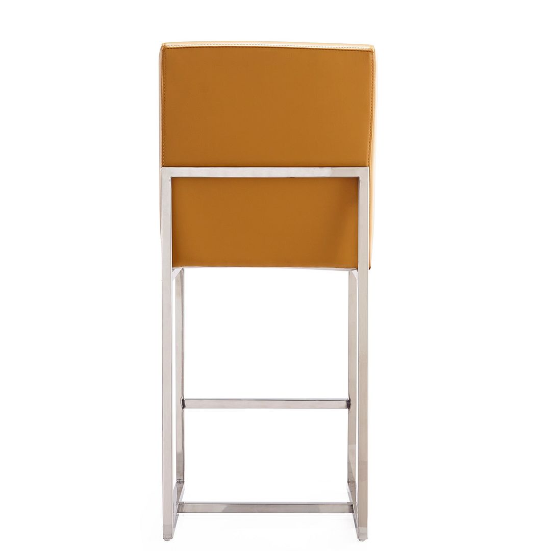 Manhattan Comfort Element 37" Camel & Polished Chrome Stainless Steel Counter Height Bar Stool