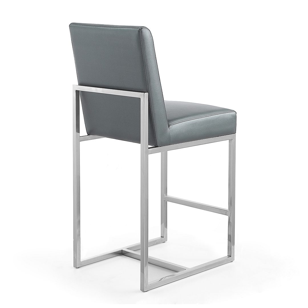 Manhattan Comfort Element 37" Graphite & Polished Chrome Stainless Steel Counter Height Bar Stool