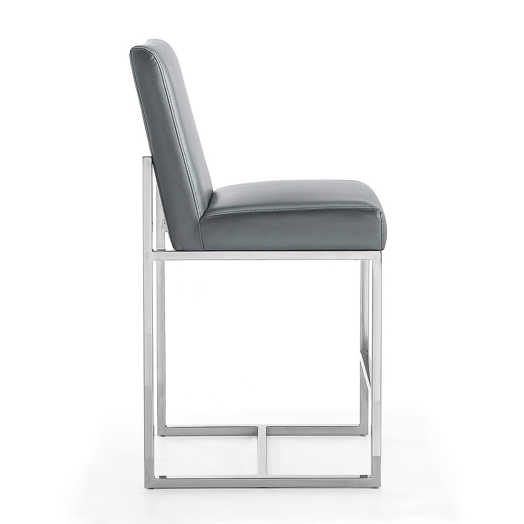 Manhattan Comfort Element 37" Graphite & Polished Chrome Stainless Steel Counter Height Bar Stool
