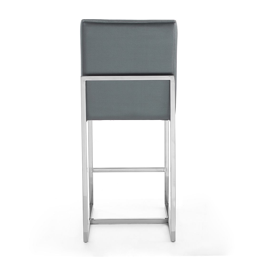Manhattan Comfort Element 37" Graphite & Polished Chrome Stainless Steel Counter Height Bar Stool