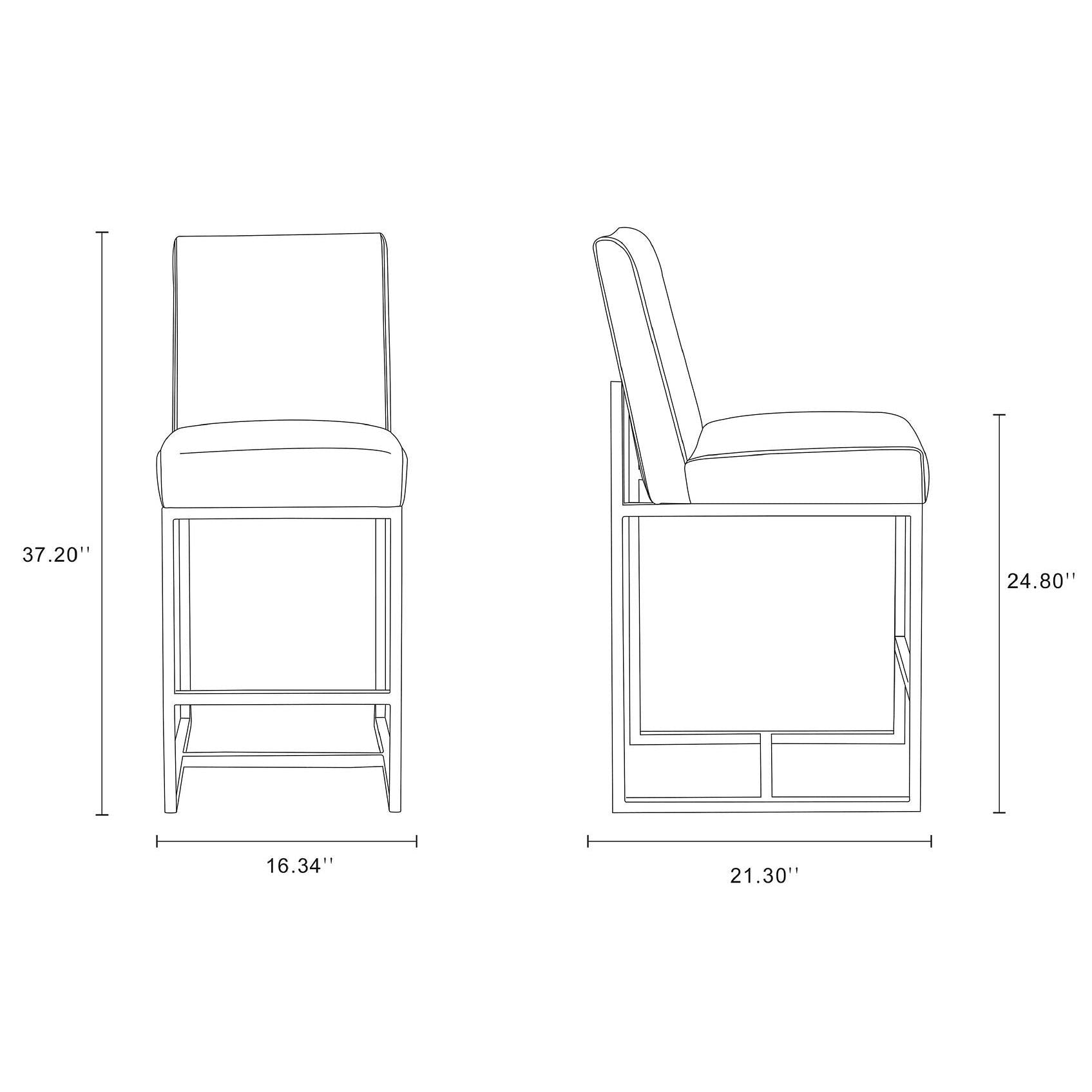 Manhattan Comfort Element 37" Graphite & Polished Chrome Stainless Steel Counter Height Bar Stool