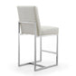 Manhattan Comfort Element 37" Pearl White & Polished Chrome Stainless Steel Counter Height Bar Stool