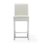 Manhattan Comfort Element 37" Pearl White & Polished Chrome Stainless Steel Counter Height Bar Stool