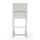 Manhattan Comfort Element 37" Pearl White & Polished Chrome Stainless Steel Counter Height Bar Stool