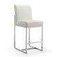 Manhattan Comfort Element 37" Pearl White & Polished Chrome Stainless Steel Counter Height Bar Stool