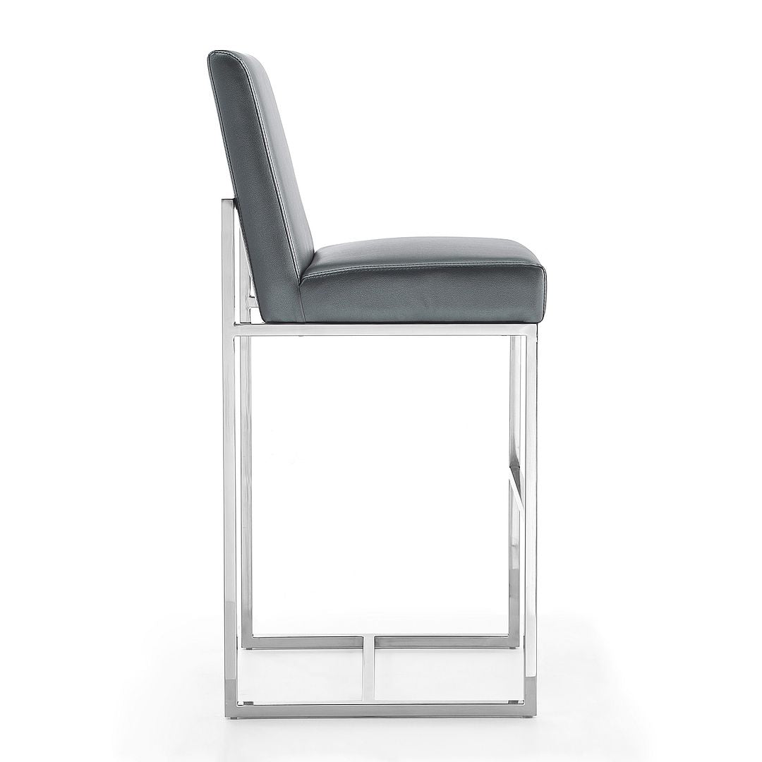 Manhattan Comfort Element 42"H Graphite & Polished Chrome Stainless Steel Bar Stool