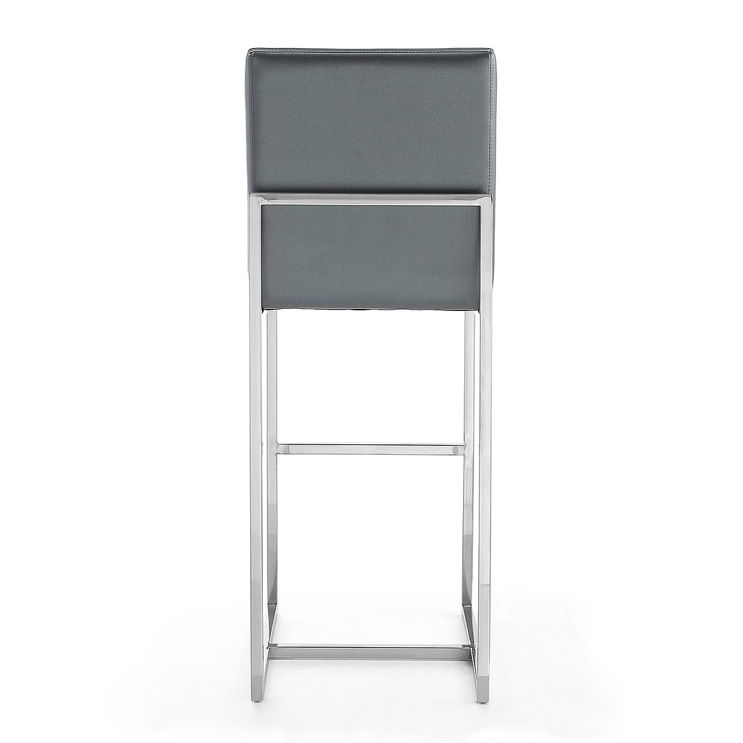 Manhattan Comfort Element 42"H Graphite & Polished Chrome Stainless Steel Bar Stool