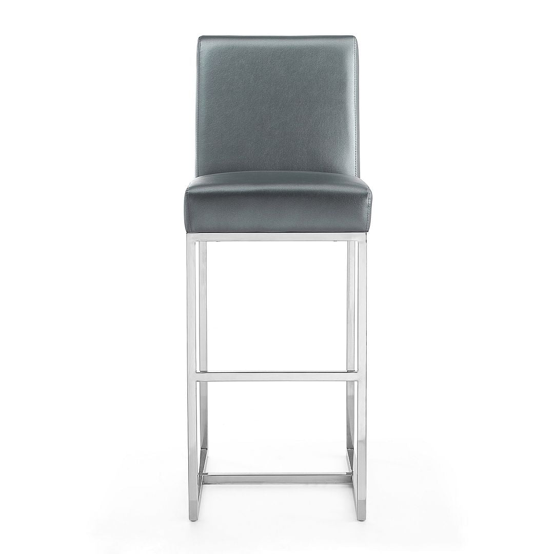 Manhattan Comfort Element 42"H Graphite & Polished Chrome Stainless Steel Bar Stool