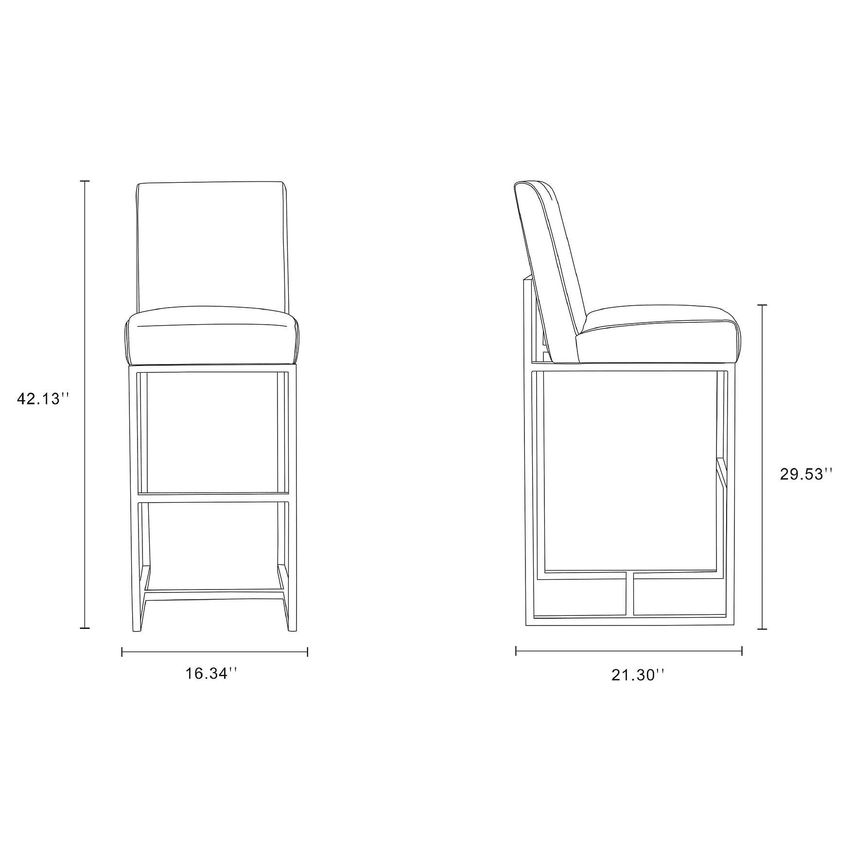 Manhattan Comfort Element 42"H Graphite & Polished Chrome Stainless Steel Bar Stool